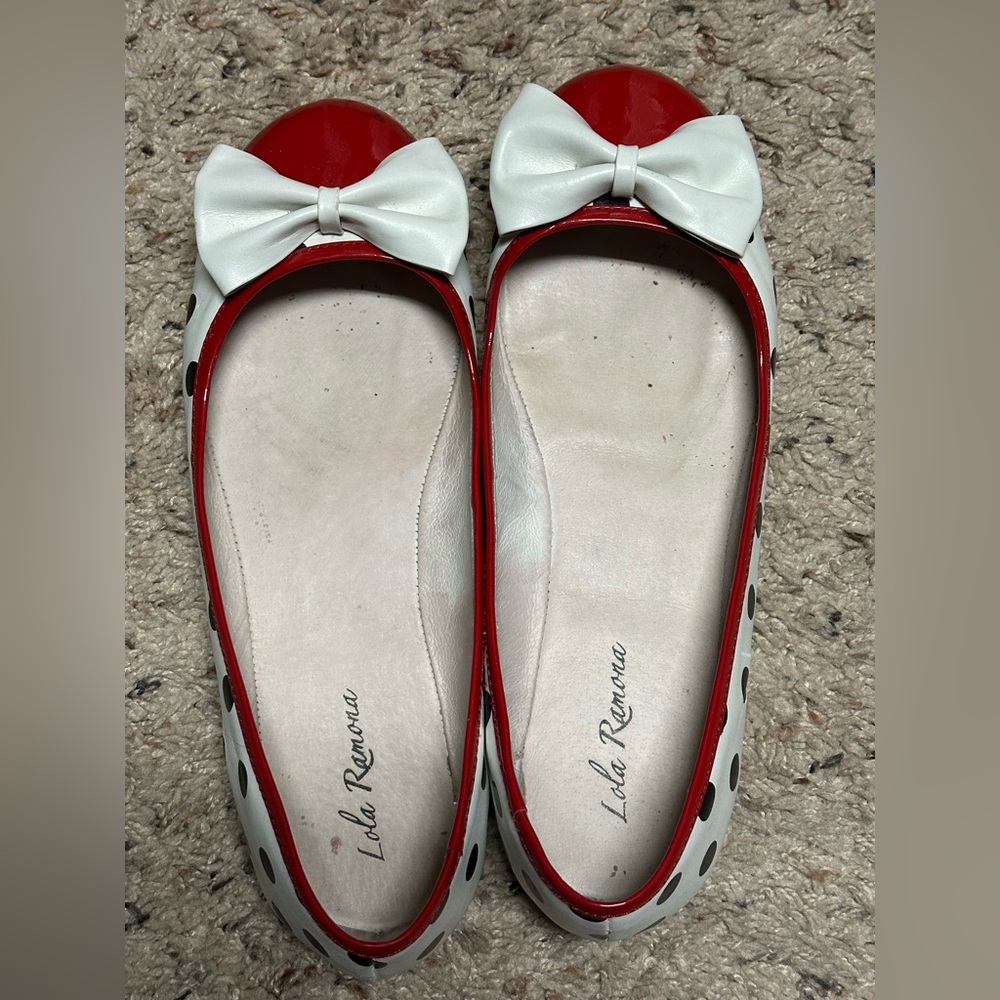 Lola Ramona Rinna Red and White Bow Flats